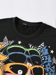 ROMWE MEN Street Life Heavy Weight Oversize Short Men's Graphic Print T-Shirt