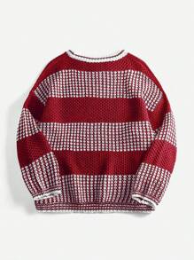 Flirla Plus Size Loose & Versatile Comfortable Pullover Sweater Knit Pullover Fall Winter Sweater - Burgundy - View 2