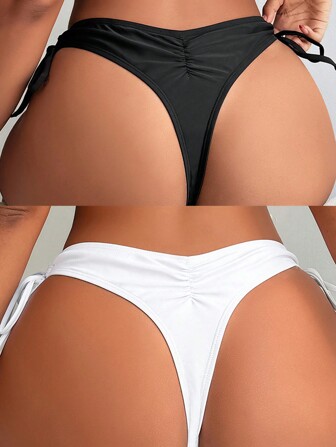 Swim SXY 2pcs Plus Size Sexy Contrast Color Bikini Bottom Summer