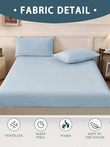 1 件浅蓝色天鹅绒床笠温暖柔软纯色毛绒床笠特大号双人床尺寸，奢华超柔软舒适床单，带 12 英寸深口袋，适合秋冬和春季，无枕套秋冬保暖床垫保护，深口袋，床笠 - 淺藍色 - 查看 7