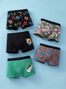 SHEIN 5pcs/Set Toddler Young Boys Cartoon Game Console Soft & Comfy Briefs Underwear