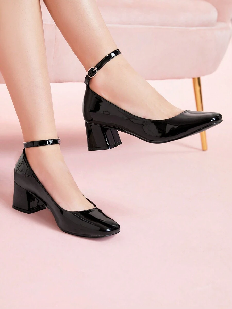 CUCCOO BIZCHIC Simple Women Mary Jane Thick Heel Pumps, For Halloween Spring Shoes Spring Break Easter For Christmas - Black - View 1