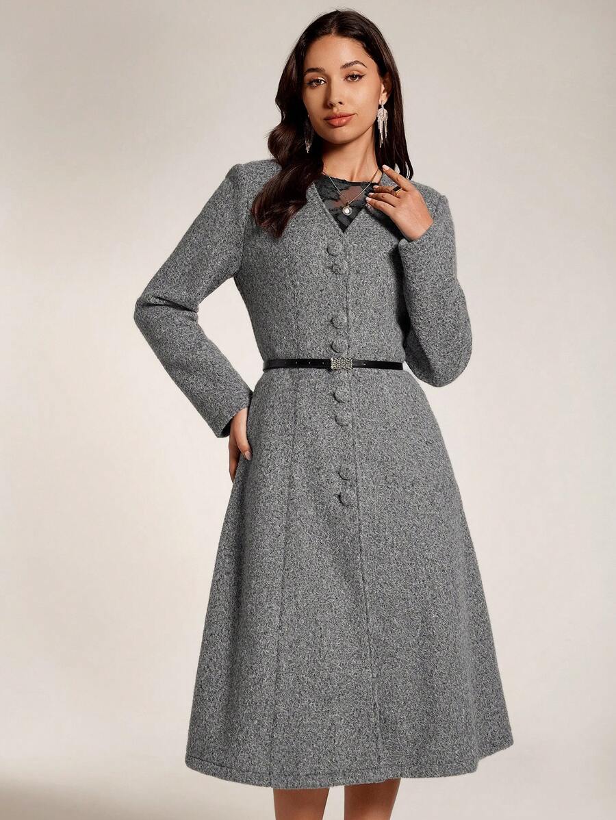 Modelyn Women Elegant Simple Single Breasted Coat For Outgoing, Autumn