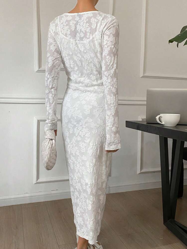 Women Solid Color Lace Long Sleeve Dress Festival,Women Two Pieces Sets,Fall Clothes