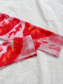 Soleia 女士扎染花卉图案针织迷你连衣裙，修身版型，长袖，适合度假、聚会、约会 - 彩色 - 查看 4