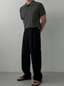 DAZY Men's Basic Slim Fit Solid Gray Polo Shirt - Grey - View 5