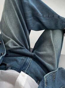 DAZY 2pcs Women Denim Suit: Blazer Jacket And Trousers - Medium Wash - View 6