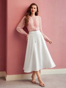 MOTF PREMIUM ORGANZA RUFFLE TRIM BLOUSE,VALENTINE'S DAY,SPRING/SUMMER - Pink - View 4