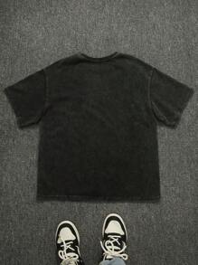 Manfinity VCAY Men's Loose Knit Short Sleeve T-Shirt With Snow Effect Print