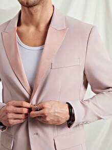 Manfinity VCAY 2pcs/Set Men's Slim Fit Casual Suit Set, Office Suitable - Pink - View 6