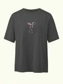 INAWLY Faith Over Fear Letter Print Women Casual Loose Fit Round Neck Short Sleeve T-Shirt Top