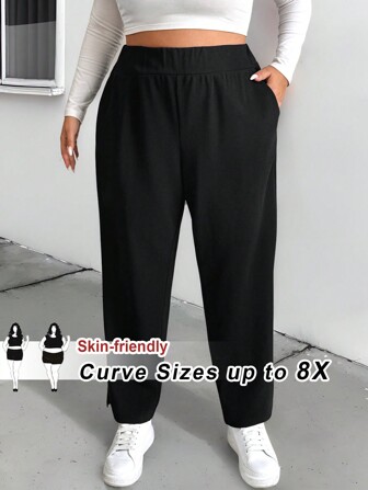 SHEIN CURVE+ Casual Commuter-byxor för kvinnor i plusstorlek
