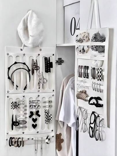 1pc Hair Clip Storage Hanging Organizer For Wall - Hair Accessory Holder With Elastic Band, Hair Tie, Headband, And Scrunchies, New Style Hairpin Claws Bag Decorations Decor Room Decor Home Decor Bedroom Decor,For Wall An Ddoor - Hair Accessory Holder With Elastic Band, Wall Decor, Living Room Decoration, Back To School, Christmas