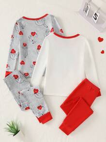 2 件套幼儿男童树懒印花白色上衣和红色裤子，可爱树懒全印花长袖运动服，舒适牛奶丝，秋冬 - 彩色 - 查看 2