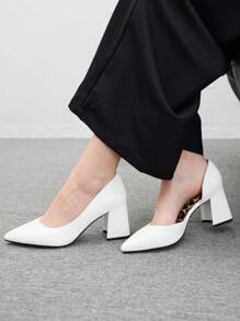 CUCCOO BIZCHIC Pointed Toe Chunky High Heel Casual Women Pumps For Christmas And New Year Holiday Vibe Fall And Winter