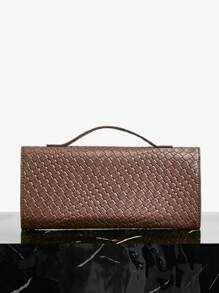 SHEIN SXY 女士，女式手提包，编织包，时尚，简约，优雅，多功能，经典，棕色，适合经典、通勤、办公室、约会、日常、购物、下午茶、派对、舞会、俱乐部、约会、生日、晚会、约会之夜 - 咖啡棕 - 查看 3