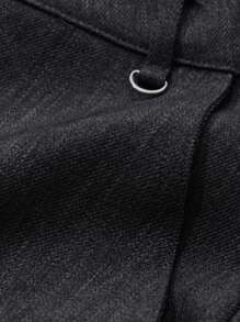 DAZY 女士纯色直筒口袋七分裤 - 灰色 - 查看 4