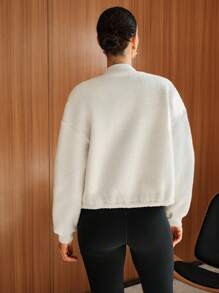 Activina Activina Damen Jacke mit Reißverschluss Kragen, einfarbig, plus dickere Fleece Dicke Sportjacke im Baseball-Stil