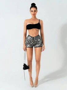 Zolique Women's Fashion Sexy Zebra Print Low Waist Shorts - Multicolor - View 5