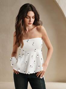Anewsta Summer Beach Vacation Bright Sequin Decor Tube Top