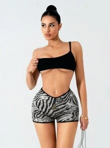Zolique Women's Fashion Sexy Zebra Print Low Waist Shorts - Multicolor - View 6
