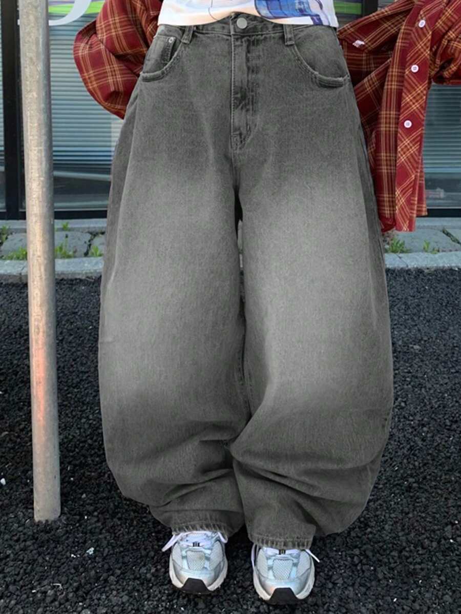 DAZY Quần Jeans Nữ Cổ Điển, Vừa Vặn, Đã Giặt, Phù Hợp Với Mọi Mùa, Quần Jeans Rộng, Quần Áo Trở Lại Trường Học - Màu Xám nhạt - Xem 1