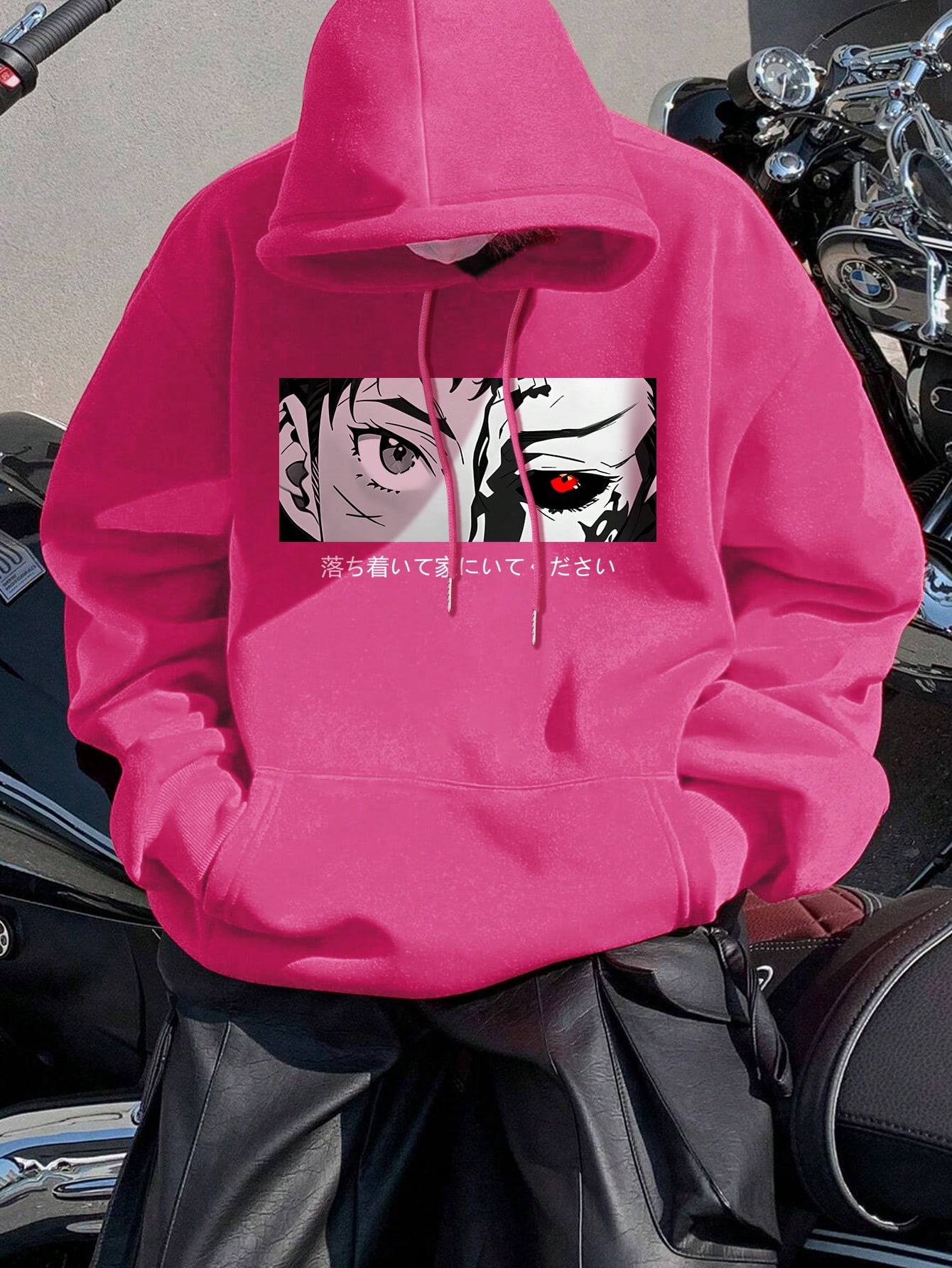 Manfinity Dauomo Men's Anime Character Printed Long Sleeve Pocket Drawstring Hoodie, Casual Loose Fit For Autumn/Winter