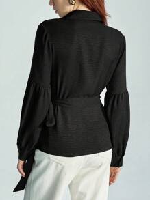 Aveloria Modichic Women's Sequin Flower Decorated Side Bow Lantern Sleeve Blouse, Suitable For Valentine's Day And Spring Fall Cloth For Women