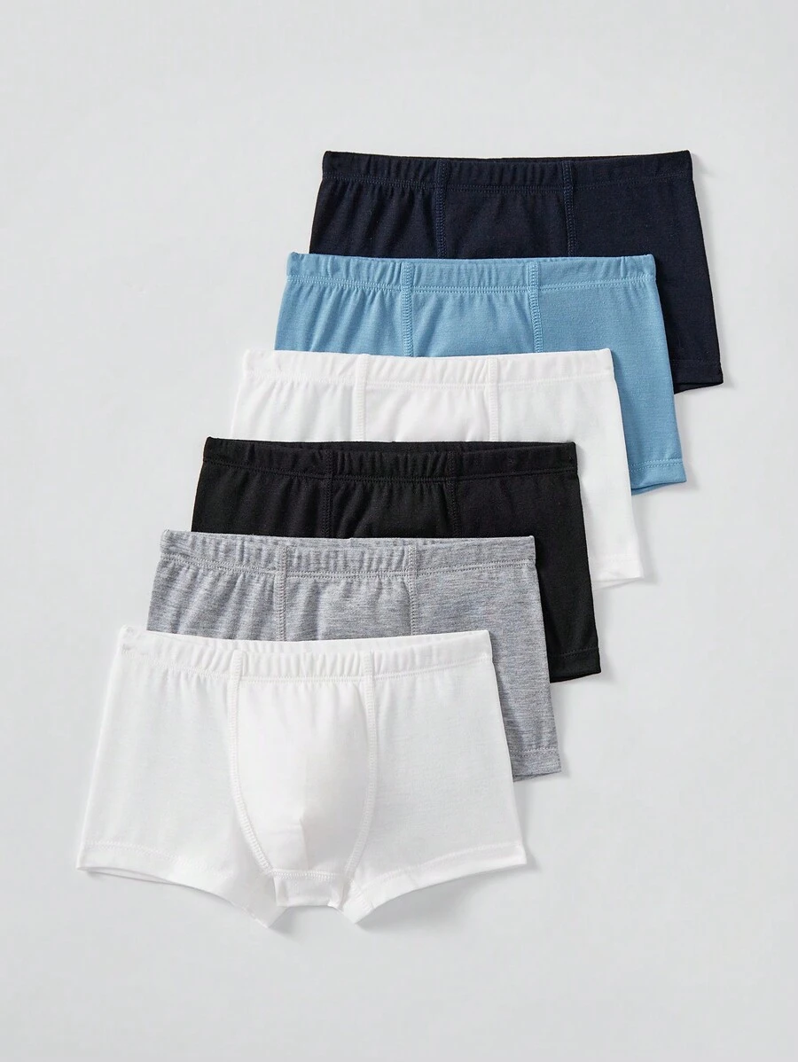 SHEIN Leap Crew 6 Packs Young Boy Soft, Comfortable & Simple Briefs - Multicolor - View 1