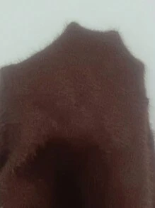 SHEIN Unity 女士毛衣裙，合身，纯色，休闲，优雅，日常穿着 - 咖啡棕 - 查看 6