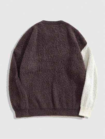 Street Life Pull col ras-du-cou pour homme, motif jacquard avec lettrage tie-dye, et unique