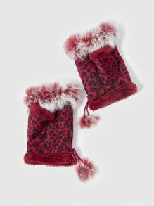 SHEIN SXY 女士简约豹纹手套，日常休闲