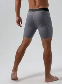 Manfinity Sport Corelite Men Plain Color Patchwork Pocket Simple Casual Shorts, Daily Wear - Dark Grey - View 2