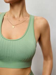 Activina Ladies Green Color Round Neck Casual Fitness Sports Bra For Yoga, Pilates,Casual And Everyday Wear