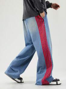 ROMWE MEN Street Life Men's Casual Simple Fashion Denim Jeans, For Daily Wear - Blue - View 2