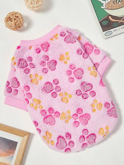 PETSIN 1 peça de moletom com capuz para cachorro com estampa de pata de animal de estimação fofo e grosso, gola redonda, outono/inverno