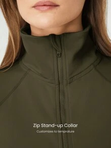 GLOWMODE Sweat-Wicking Quick-Dry Take A Stand Collar Sport Long Sleeve Jacket With Hidden Pockets Thumbholes Daily Casual