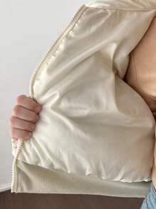 SHEIN Abrigo acolchado corto holgado con cuello alto para niñas preadolescentes, cómodo y cálido, de estilo casual