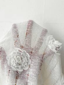 Calvaya Plus Size 3D Embroidered Rose/Flower Decor Blouse, Suitable For Valentine's Day Fall Cloth For Women