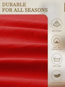 2/3pcS Solid Color Red Fitted Sheet Set (1Pc Fitted Sheet+1/2pcs Pillowcases), Mattress Protector, Mattress Cover For Bed, Bed Sheet Set, Soft And Breathable, For All Size Bed -Twin, Full, King, Queen Size Sheet Deep Pocket Up To 11.8 Inch