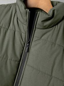 Manfinity Homme Plus Size Men's Solid Color Sleeveless Jacket, Casual And Fashionable For Daily Wear, Winter