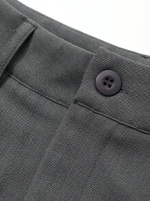 DAZY Women's Solid Color Front Button Pocket Casual Pleated Loose Suit Pants,Women Dress Pants