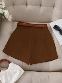 Franclia White Solid Color Casual Simple Fashion Shorts, For Everyday Wear