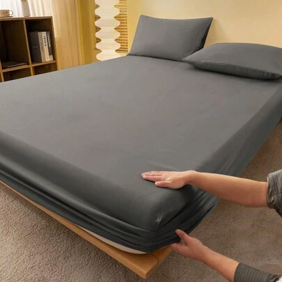 Bộ ga trải giường màu xanh đậm trơn 2/3 món (1 ga trải giường + 2 vỏ gối), tấm bảo vệ nệm, bộ ga trải giường, mềm mại và thoáng khí, phù hợp với giường cỡ Twin, Full, Queen, King - Độ dày ga trải giường lên đến 11,8 inch, đồ dùng gia đình