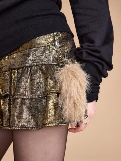 Grunge Punk 1 pièce Porte-clés vintage, fantaisiste, mode et mignon en peluche marron imitation animale chic, anneau porte-clés, breloque de sac, convient aux femmes, pour un usage quotidien ou un cadeau de vacances