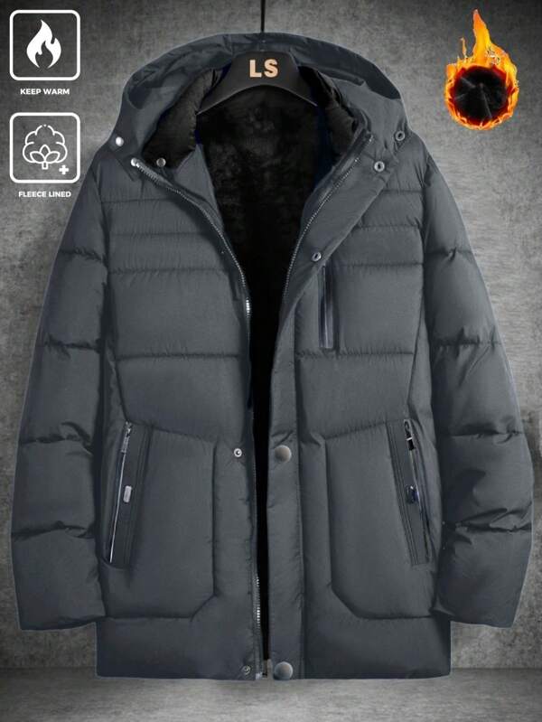 Manfinity Homme Plus Size Men's Casual Simple Fashion Jacket, Everyday Wear For Winter