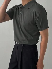 DAZY Men's Basic Slim Fit Solid Gray Polo Shirt - Grey - View 7