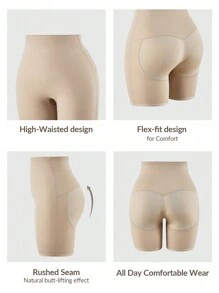SHAPORA Shaping Mid-Waisted Mid Thigh Shapewear Short Bottom Body Shaper Butt Lifter-Tummy Waist Thigh Control - Khaki - View 6