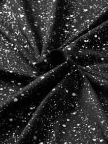 Rometta Elegante Bluse in Große Größen für Frauen mit Perlenverzierung, Chiffon-Stoff Patchwork, Metallic-Folien-Muster, A-Linie Saum, schwarze Basis mit Silber, geeignet für formelle Anlässe