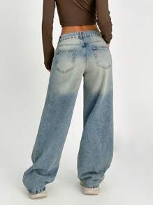 EURMUSE Casual Distressed Loose Straight-Leg Jeans - Light Wash - View 2